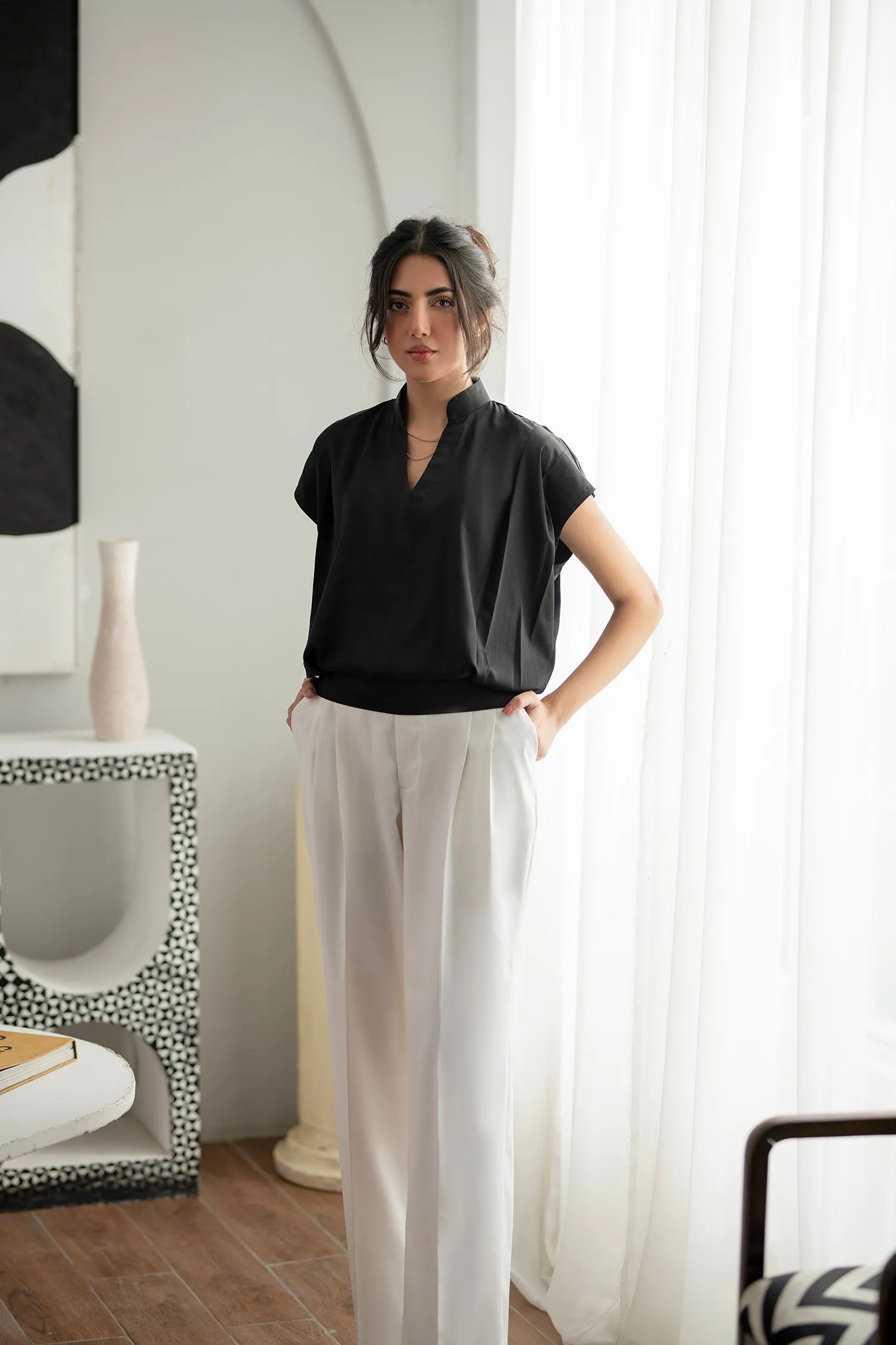 White Stretchable Long Slacks