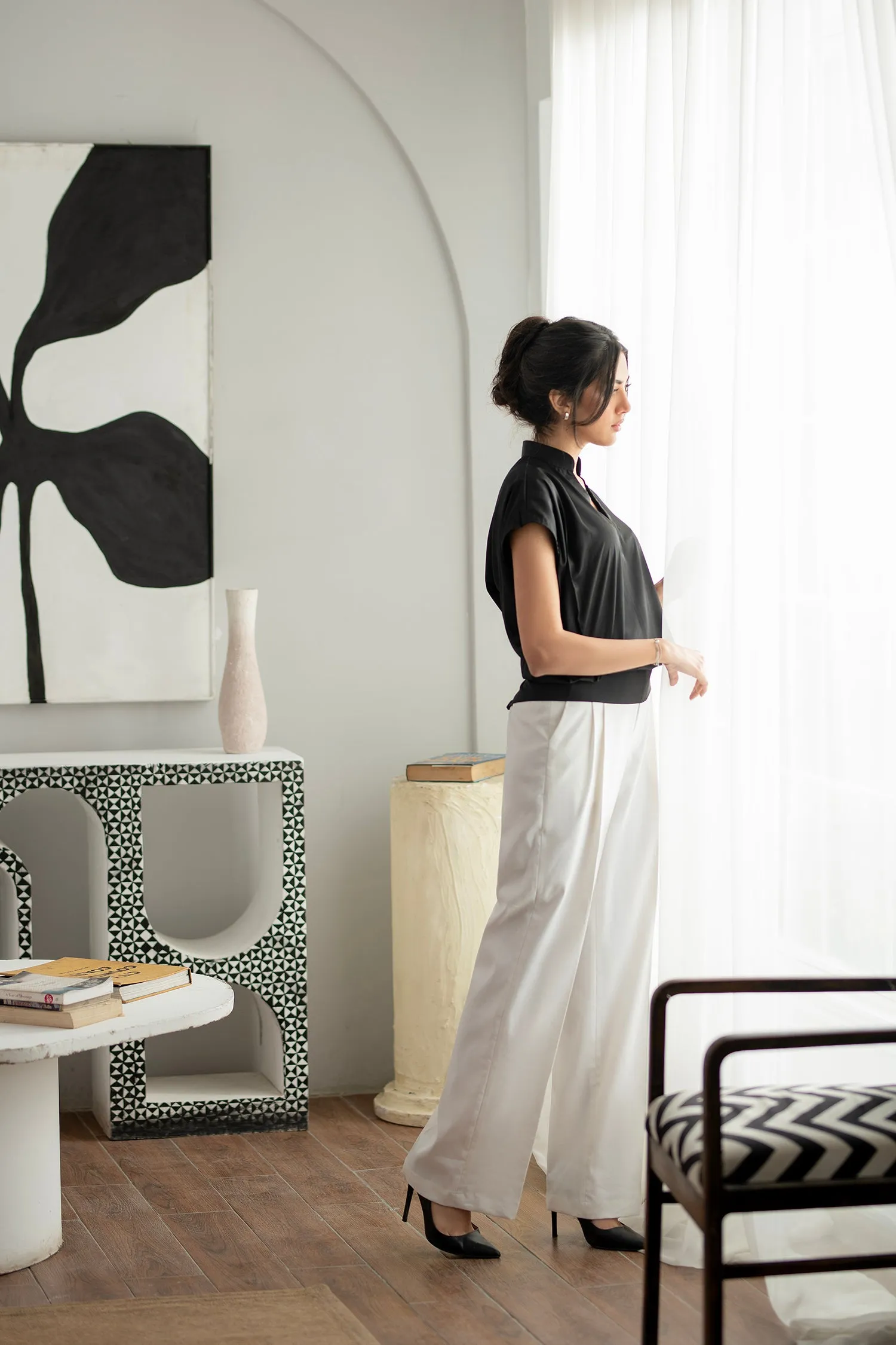 White Stretchable Long Slacks