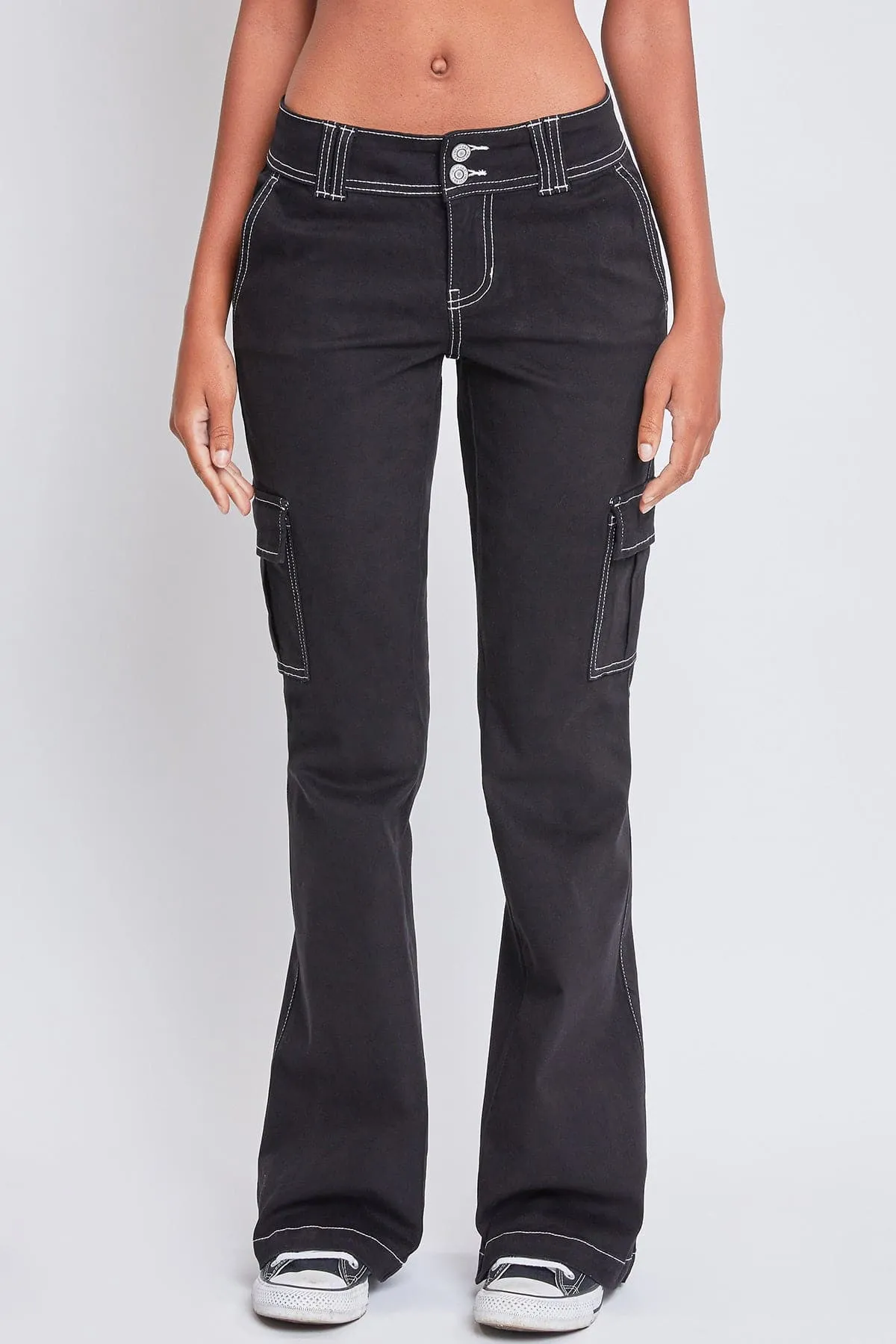 Women's 2 Button Low Rise Cargo Flare Pants