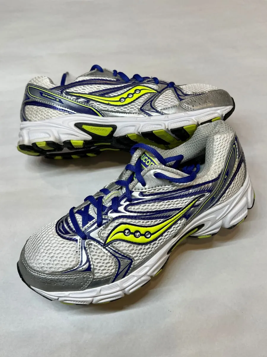 Women's Saucony Grid Cohesion 6 - Silver/Blue/Citron - Running Shoe - Wide Width - Preowned