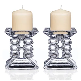 Ziggy Pillar Candle Holder Pair - 8.5cm